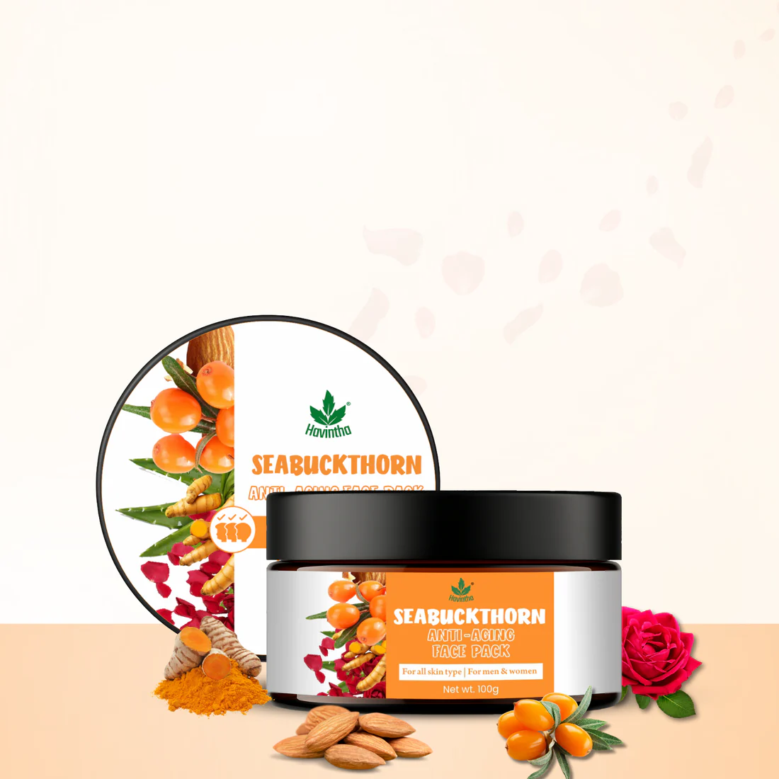 Havintha Seabuckthorn Anti-Aging Face Pack – Herbal Blend for Youthful, Glowing Skin - 100 gm